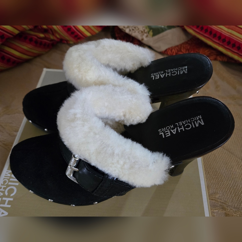 Michael Kors Shearling Clog Mule Black